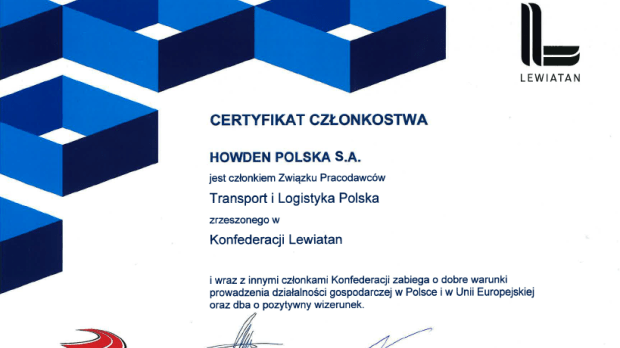 Howden Donoria członkiem Związku Transport i Logistyka Polska