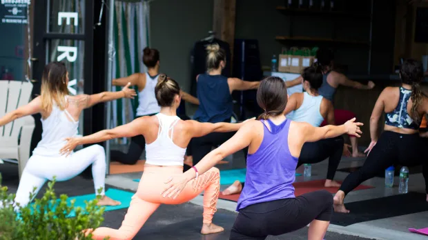 employees at yoga