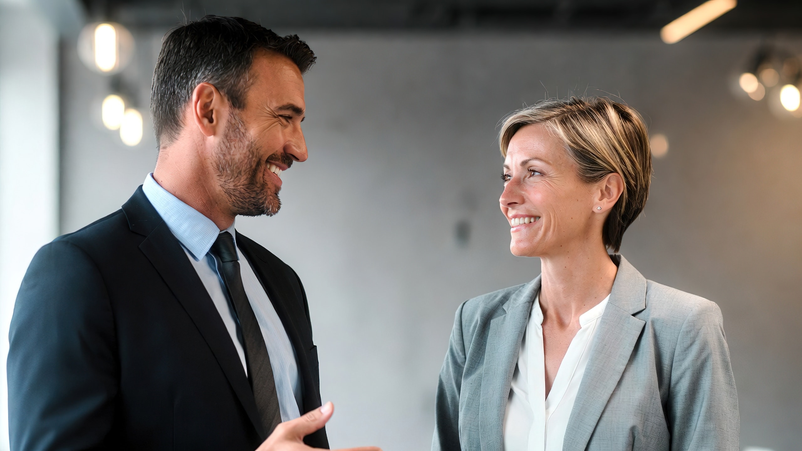 Man and woman talking