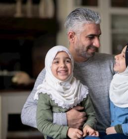 Man with two daughters 