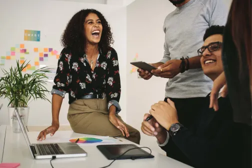 happy colleagues at work