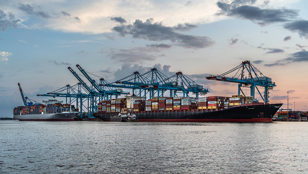 Container ships in port