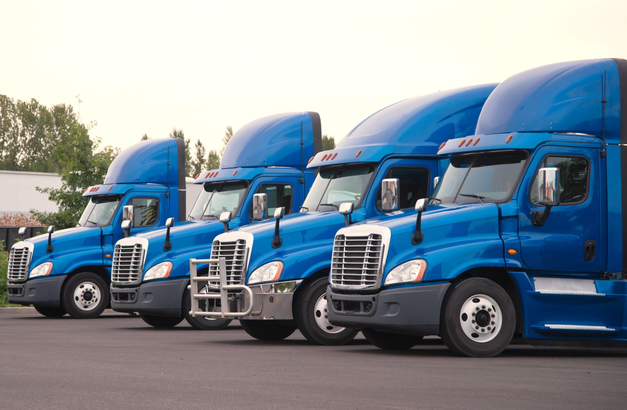 Line of Blue Trucks