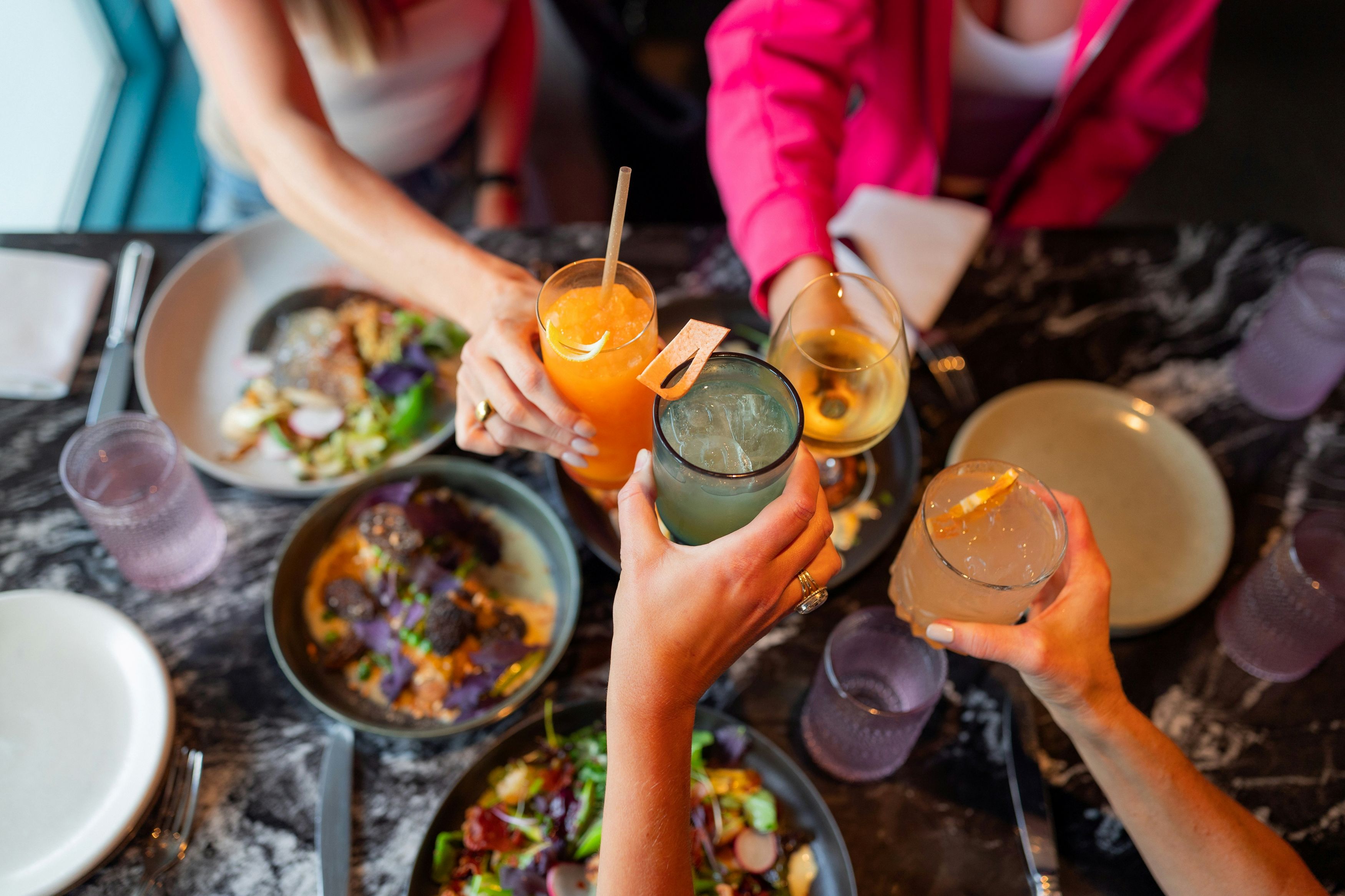 Top view of table in restaurant 