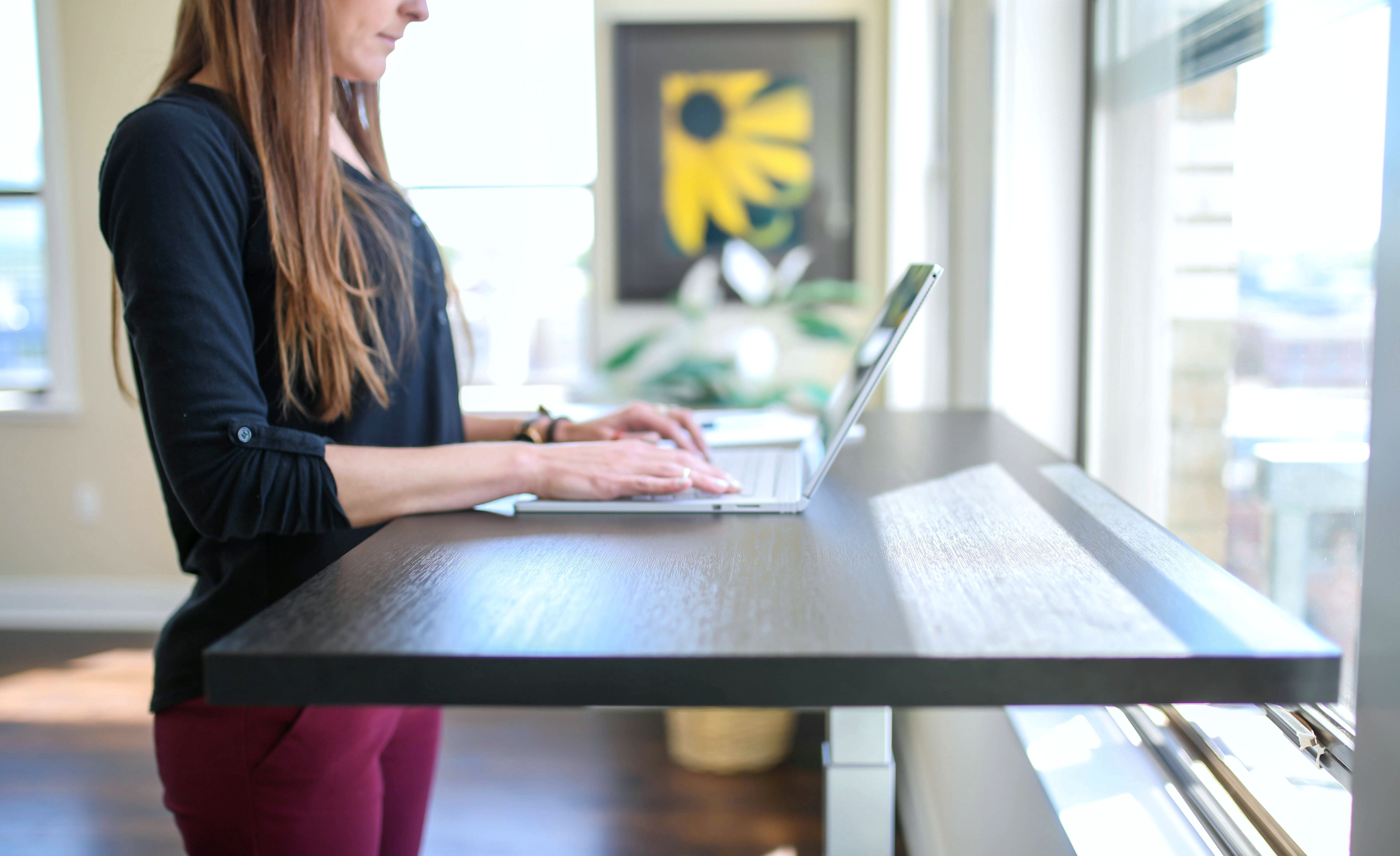 Woman at standing desk